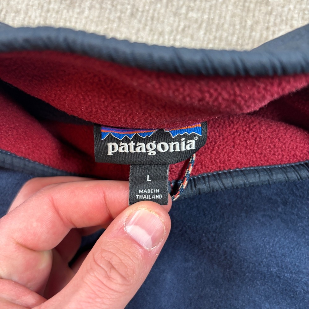 Patagonia Red Blue Microdini 1/2 Zip Fleece Pullover Men's Size Large 26200 - Picture 2 of 8